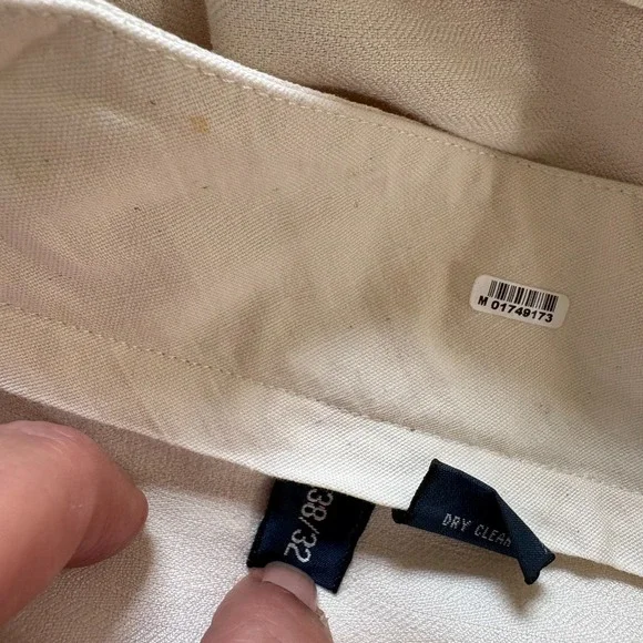VTG Polo Ralph Lauren Chino Pants Mens 38/32 Beige Linen/ Silk Mid Straight Leg - Picture 3 of 11